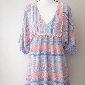 Boho Stripped Tunic Women’s XL Flowy Peasant Blouse